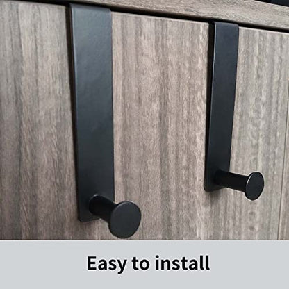 Metal Over The Cabinet Door Hooks, 2 Pack, Matte Black, Stainless Steel, Towel Holder for Kitchen, Bathroom, Bedroom - color: Black
