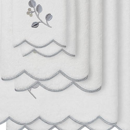 Jardin Turkish Cotton Scallop Towel-Grey-6 Pcs Set - color: Grey, size: 6 Pcs Set