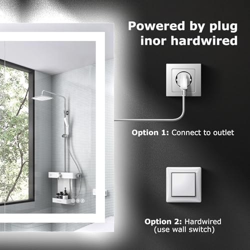 Hivone 72"X36" LED Bathroom Mirror with Lights, Anti-Fog, Dimmable, Backlit + Front Lit, Smart Bathroom Vanity Mirror, Memory Function, Shatterproof, Tempered Glass (Horizontal/Vertical) - size: 72"L x 36"W