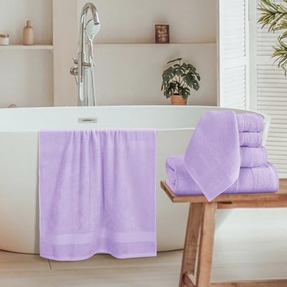 Belizzi Home 8 Piece Towel Set 100% Ring Spun Cotton, 2 Bath Towels 27x54, 2 Hand Towels 16x28 and 4 Washcloths 13x13 - Ultra Soft Highly Absorbent Machine Washable Hotel Spa Quality - Purple - color: Purple, size: 8 Piece Towel Set
