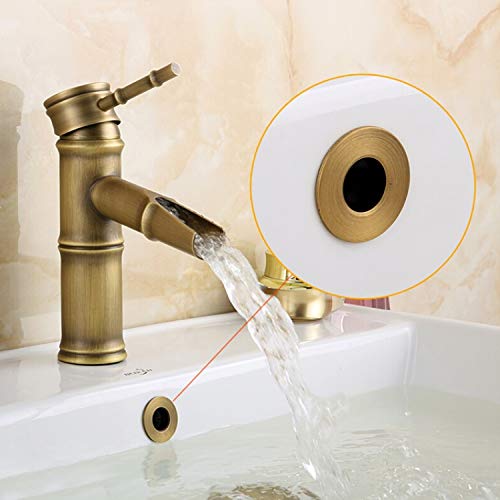 Sink Basin Trim Overflow Cover Brass Insert in Hole Round Caps Antique Brass 2 PCS - color: Antique Brass 2 Pcs