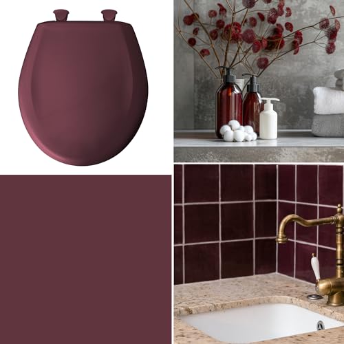 Bemis Classic Colors Slow Close Toilet Seat, Easy Clean Hinges and Durable Plastic Seat, Made in USA, Round, Loganberry - color: Loganberry, size: Round
