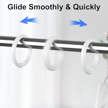 Kutesna 24PCS Shower Curtain Hooks,White Shower Curtain Rings | Plastic Shower Hooks,Easy to Snap Closure,Rust Proof Anti-Drop Shower Rings,Smooth Sliding Curtain Hooks for Shower Curtains - color: White