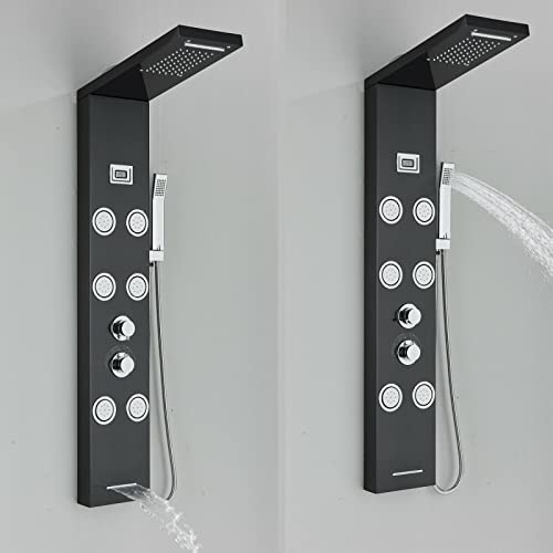 Stainless Steel Shower Panel Tower Rain Waterfall Massage Body Jet System Spray