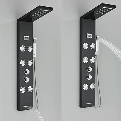 Stainless Steel Shower Panel Tower Rain Waterfall Massage Body Jet System Spray