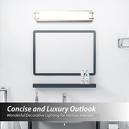 LED Bathroom Light Fixtures Over Mirror 24.4” Vanity Light with Milky White Lampshade 4000K Daylight Chrome Finishing Bath Bar (Chrome) - color: Chrome, size: 24 inch