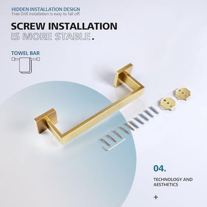 KOKOSIRI 12 Inch Hand Towel Holder Bath Towel Bar Kitchen Dish Cloths Hanger Stainless Steel Wall Mount, Brushed Gold, B4003BG-L12 - color: Brushed Gold, size: 12-Inch