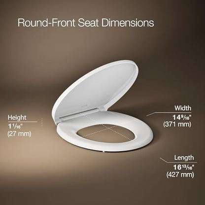 KOHLER K-27332-0 Glissade ReadyLatch Quiet Close Round Toilet Seat, White, Grip-Tight Hardware, Quiet Close Lid Prevents Slamming - color: White, size: Round