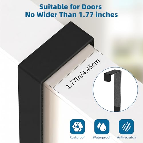 Over the Door Towel Rack for Bathroom Bedroom, 3-Tier Matte Black Towel Bars with Bottom Hooks, Heavy Duty Rustproof No-Drill Towel Holder for Bathroom Door Back, Space Saving Drying Rack Organizers