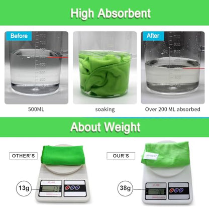 Premium 400 GSM Microfiber Cleaning Cloths, Ultra Absorbent Lint Free Towels, Thick Reusable Cleaning Rags for Kitchen, Car Wash, Glass, Stainless Steel & Household Cleaning, 6 Pack 12"x12" Green - color: Green