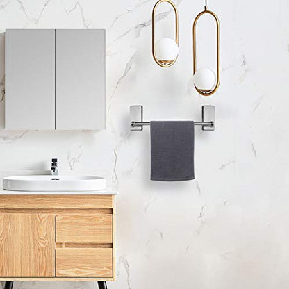 NearMoon Self Adhesive Bathroom Towel Bar- Stainless Steel Bath Wall Shelf Rack Hanging Towel Stick On Sticky Hanger Contemporary Style, NO Drilling (1 Pack, Brushed Nickel, 9-Inch Towel Rack) - color: Brushed Nickel, size: 9-Inch