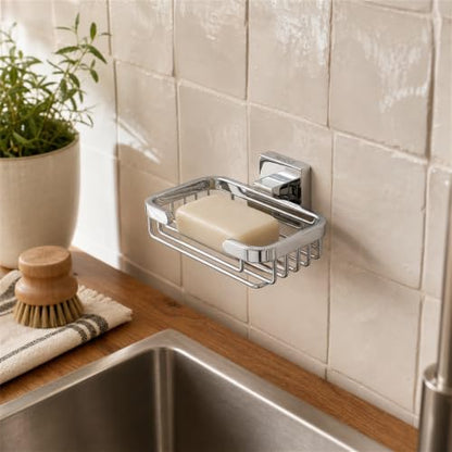SEIDO Soap Dish for Shower, 304 Stainless Steel Bar Soap Holder for Bathroom & Kitchen, Polished Chrome Soap Tray for Shower, 4.8" L x 3.2" W Internal - color: Polished Chrome