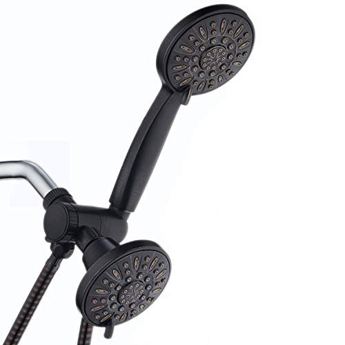 AquaDance Oil Rubbed Bronze Premium High Pressure 48 3-Way Combo for The Best of Both Worlds – Enjoy Luxurious Rain Head and 6-Setting Hand Held Shower Separately or Together | Enjoy Two 6-Setting Rain & Hand Showerheads Separately or Together for the Bes