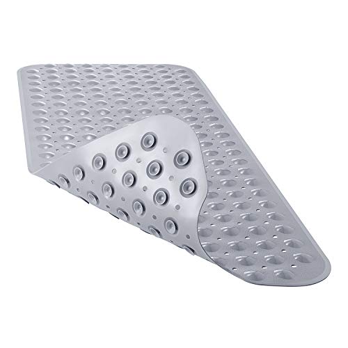 YINENN Bath and Shower Safety Mats 40x16 inch, Non Slip with Suction Cups for Bathroom Stall and Tub Floor, Extra Large and Machine Washable, Drain Holes Keep Bathtub Clean, Grey - color: Grey