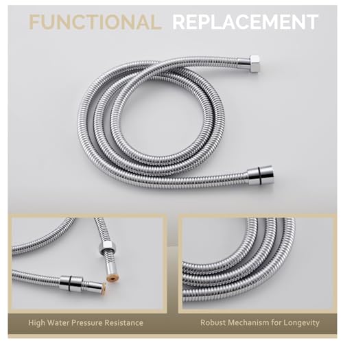 Angle Simple Flexible Handheld Shower Head Hose 59 Inches, 1/2" IPS, Chrome | Stainless Steel Bathroom Shower Hose Replacement, No Tangles - color: Chrome, size: 59 Inch