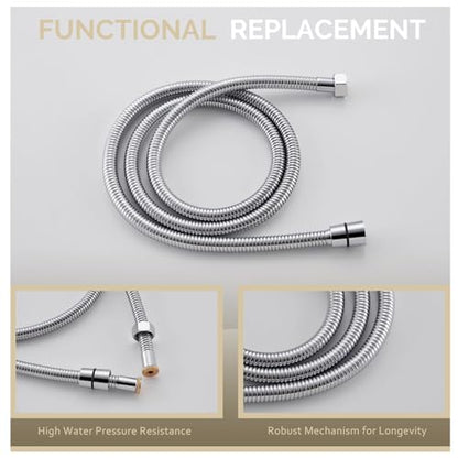Angle Simple Flexible Handheld Shower Head Hose 59 Inches, 1/2" IPS, Chrome | Stainless Steel Bathroom Shower Hose Replacement, No Tangles - color: Chrome, size: 59 Inch