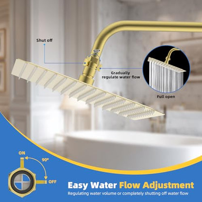 Hibbent All Metal 1 Pack Shower Head Flow Control Valve, G1/2 Brass Shut-off Valve with Metal Handle Lever, Shut OFF Water Flow Control Regulator for Handheld Shower, or Bidet Sprayer, Brushed Gold - color: Brushed Gold