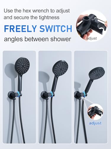 Woindo Shower Faucet Set 10" Rain Shower Head/8'' Side Shower Head and 3 Setting Handheld Ceiling Mount 3 Push Button Diverter Complete Rainfall Round Shower System Included Valve Trim Kit - color: Matte Black, style: 10"-R-Ceiling-02