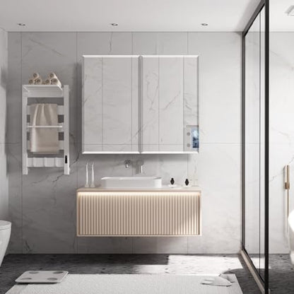 Medicine Cabinet with Mirror, 32x26 Inch Bathroom Mirrored Cabinet with Double Doors, Extra Storage Space, Bevel Mirror Wall Cabinet, Recessed or Surface Mount - style: CS5004A-3226