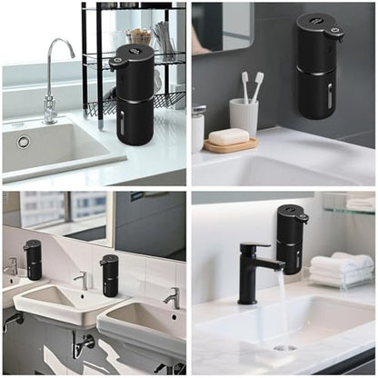 OHIFAST Automatic Liquid Soap Dispenser Touchless, USB Rechargeable Smart Hand Soap Dispenser, 6-Level Adjustable, 12.8oz/380mL, Compatible with Thick Thin Dish Soap for Bathroom Kitchen-Black - color: Black, style: Liquid