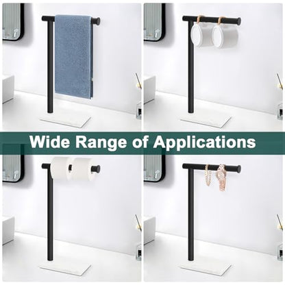 Hand Towel Holder, Hand Towel Stand for Bathroom with Marble Base, 304 Stainless Steel L Shape Hand Towel Rack Bar Standing for Vanity Kitchen Countertop, Matte Black - color: Matte Black