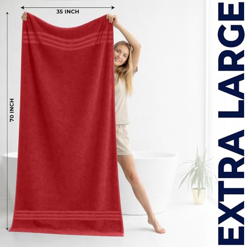 DAN RIVER 2 Pack Bath Sheets Extra Large 35x70, Large Bath Towels for Adults, XL Oversized Heavy Duty Towel Set, 600 GSM 100% Ring Spun Cotton, Soft Quick Dry, Red - color: Red