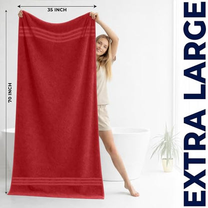 DAN RIVER 2 Pack Bath Sheets Extra Large 35x70, Large Bath Towels for Adults, XL Oversized Heavy Duty Towel Set, 600 GSM 100% Ring Spun Cotton, Soft Quick Dry, Red - color: Red