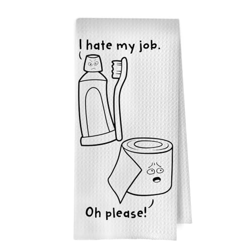 Funny Bathroom Hand Towels - Humorous Toothbrush Toilet Paper Waffle Decorative Hand Towels for Bathroom Washroom Restroom Toilet, 16 x 24 Inches - color: Towel- 09