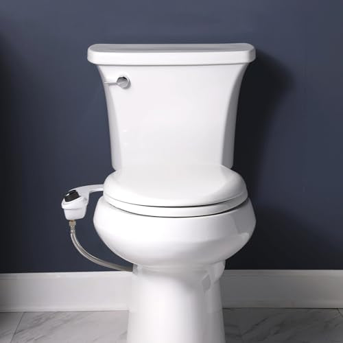 Bio Bidet SlimEdge Bidet Attachment for Toilet, Non Electric, Dual Nozzles for Front and Rear Cold Water Wash, Adjustable Water Pressure, White - size: 1 Pack