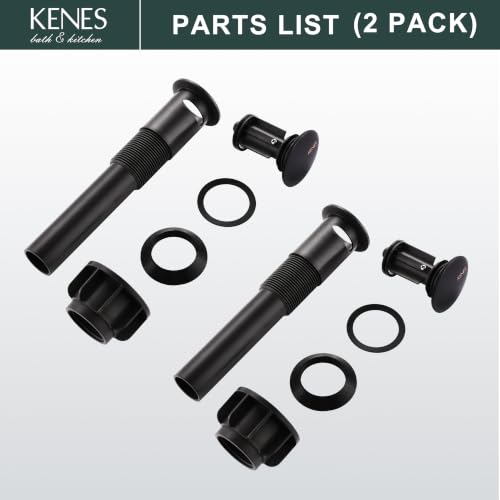 KENES 2 Pack Oil Rubbed Bronze Pop Up Bathroom Sink Drain with Overflow, Lavatory Bathroom Vanity Sink Drain Stopper, Sink Drain Assembly with Overflow Anti Clog Pop Up Drain - color: Oil-rubbed Bronze X 2, size: Big Pop up Cap (With Overflow)