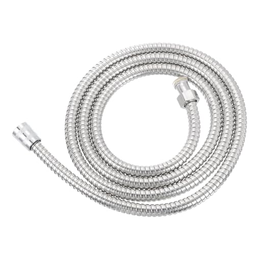 uxcell Shower Hose 79 Inches Extra Long Stainless Steel Handheld Shower Flexible Hose Replacement with Brass Connectors Anti-Explosion Anti-Kink Leakproof Hose, Silver - color: Silver, size: 2m