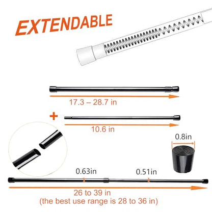 2 Pack Small Tension Rods 26 in to 39 Curtain Rods Window Rods in Extendable Width Spring Cupboard Bars for Kitchen Utensils, Closet, and Cabinet, Fit in The Spaces to Stay Up - color: Black, size: 26" to 39"-2PCS
