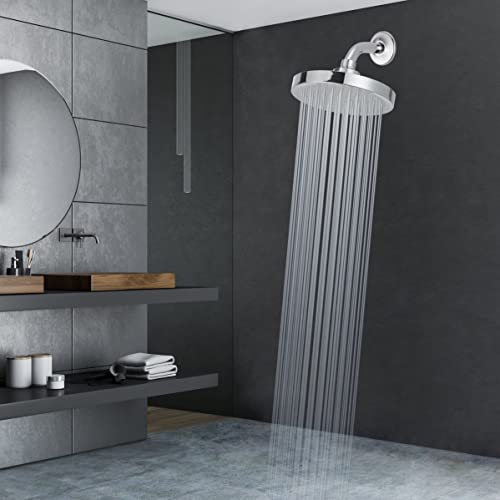 Voolan Shower Arm with Flange and Teflon Tape, Extension Shower Head Arm for Bathroom Fixed Shower Head, Solid Stainless Steel, Wall Mounted (10 Inch, Chrome) - color: Chrome, style: 10 Inch