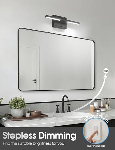 VOLISUN Bathroom Vanity Light 15.7 inch, Vanity Light Bar-ETL Certified | 5CCT Dimmable, 20W LED, Black Bathroom Light Fixture Over Mirror, For Mirror Cabinets - size: 15.7 inch