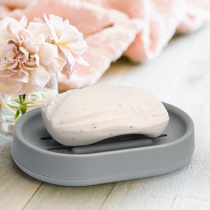 Topsky Soap Dish for Shower,2 Pack Soap Dishes Soap Savers for Bar Soap, Soap Bar Holder Shower with Drip Tray, Plastic Soap Holders with Drain for Kitchen Sink, Easy to Clean,Dry,Gray - color: Gray