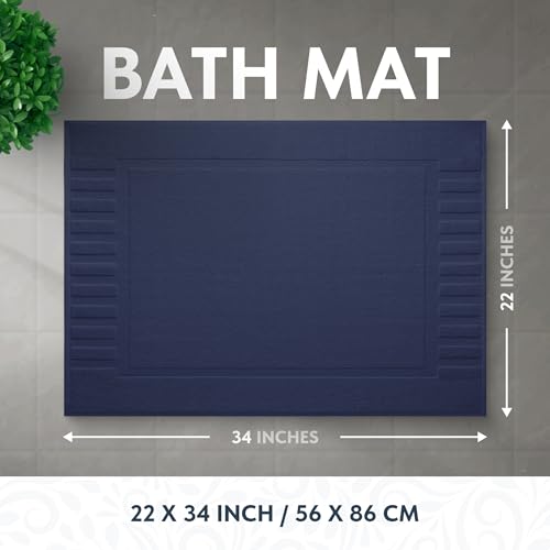 White Classic Luxury Bath Mat Floor Towel Set - Absorbent Cotton Hotel Spa Shower/Bathtub Mats [Not a Bathroom Rug] 22"x34" | 2 Pack | Navy Blue - color: 14: Navy Blue