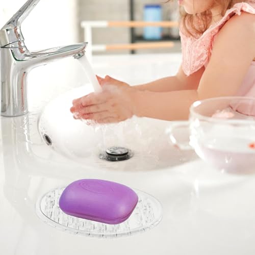 2 Pcs Plastic Soap Holder, Soap Dish Bar Saver Tray with Holes | Self-Draining, Soaps Dish Sponge Tray, for Kitchen Bathroom Shower Counter, Clear