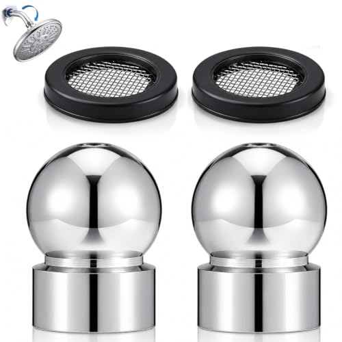 2pcs 1/2-inch Iron Pipe Shower Arm Ball Adapter with Gasket Washer Filters Shower Head Ball Joint Replacement, Chrome Plated, Universal Fit for Bath Replacement Accessories