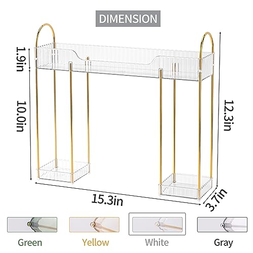 YCIA&DONE Bathroom Countertop Organizer Over the Faucet, Narrow Counter Organizers Above Sink, Table Mounted Shelf for Kitchen, Toilet, Laundry(White Clear) - color: White Clear
