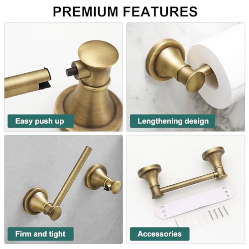Hoimpro Wall Mounted Rustproof Toilet Tissue Paper Holder Bathroom Accessories Toilet roll Paper Hanger, Antique Brass - color: Antique Brass