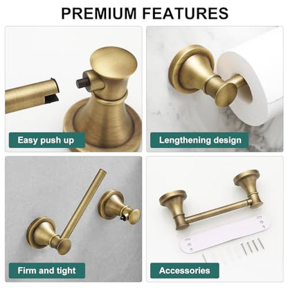 Hoimpro Wall Mounted Rustproof Toilet Tissue Paper Holder Bathroom Accessories Toilet roll Paper Hanger, Antique Brass - color: Antique Brass