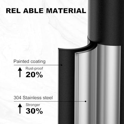 Toilet Paper Holder Free Standing, 25” H Stainless Steel Black Toilet Paper Stand, Weighted Base Floor Tissue Roll Holder for Bathroom,Toilet Roll Stand - color: Black