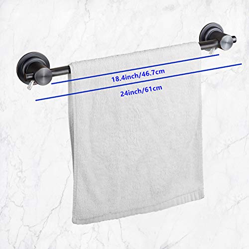 JiePai 24 inch Suction Cup Towel Bar,Towel Racks for Bath,Oil Rubbed Bronze | Vacuum Suction,No Drill,Removable,Heavy Duty Wall Mount ,For Smooth Surfaces,for Bathroom & Kitchen - color: Suction Towel Bar-24 Inch Rubbed Bronze