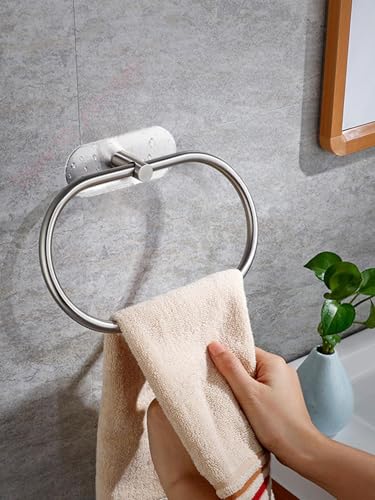 Bathroom Hand Towel Ring Kitchen Cloth Holder (1, Silvery) - color: Silvery