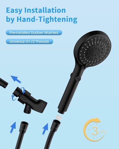 Shower Head with Handheld, High Pressure Showerhead with Hose Black | 80" Extra Long Stainless Steel Hose & Adjustable Bracket, Shower Heads with ON/OFF Switch for Pets Bath - color: Matte Black, style: 6 Spray-Settings
