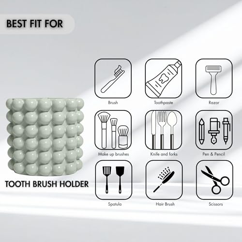 Better Trends 2-Piece Bathroom Accessory Set 400mL Refillable Soap Dispenser with Rustproof Pump 2-Slot Toothbrush for Vanity, Sink & Countertop Organization Dark Sage Nova Collection - color: Dark Sage
