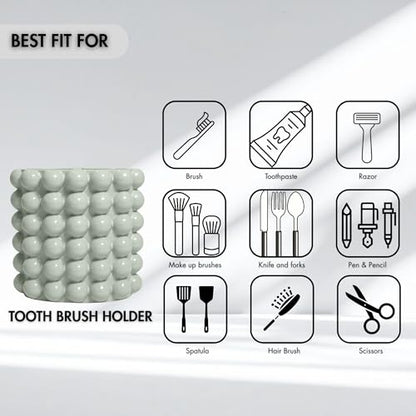 Better Trends 2-Piece Bathroom Accessory Set 400mL Refillable Soap Dispenser with Rustproof Pump 2-Slot Toothbrush for Vanity, Sink & Countertop Organization Dark Sage Nova Collection - color: Dark Sage