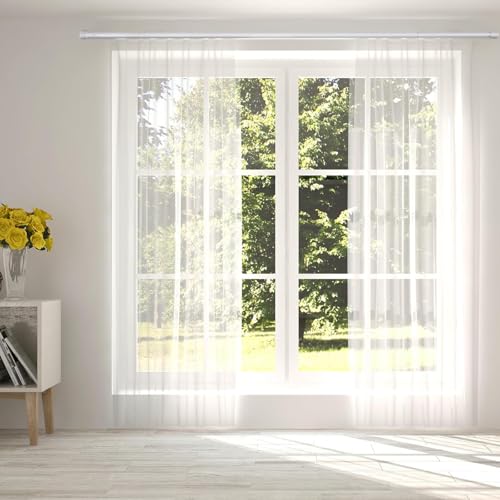 2 Pack No Sectional Assembly Tension Curtain Rods 28-48 Inch | 1" Diameter Spring Long Adjustable Shower Curtain Rods for Bathroom Windows Closet No Drilling No Rust, White - color: White, 2Pack, size: 28-48Inch, No Assembly