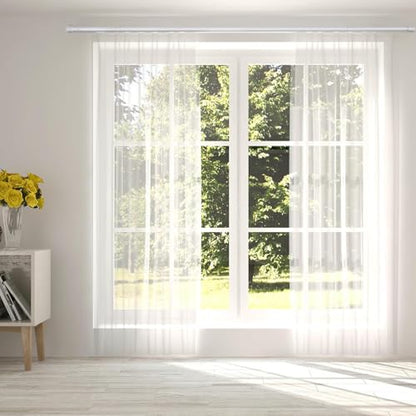No Sectional Assembly Tension Curtain Rod 56-104 Inch | 1" Diameter Spring Long Adjustable Shower Curtain Rods for Bathroom Windows Closet No Drilling No Rust, White - color: White, size: 56-104Inch, No Assembly