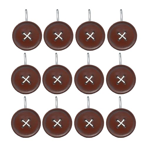 Park Designs Red Button Shower Curtain Hooks | Decorative Country Style Bathroom Curtain Rings Set of 12 | Resin Accent with Chrome-Plated Hooks | Farmhouse Shower Hook Set | Durable & Easy to Install | Resin & Chrome | Button Design | Farmhouse Bathroom